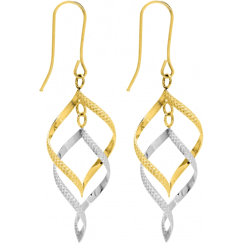 Pendientes par 18Kt bicolor 4990L Lua blanca