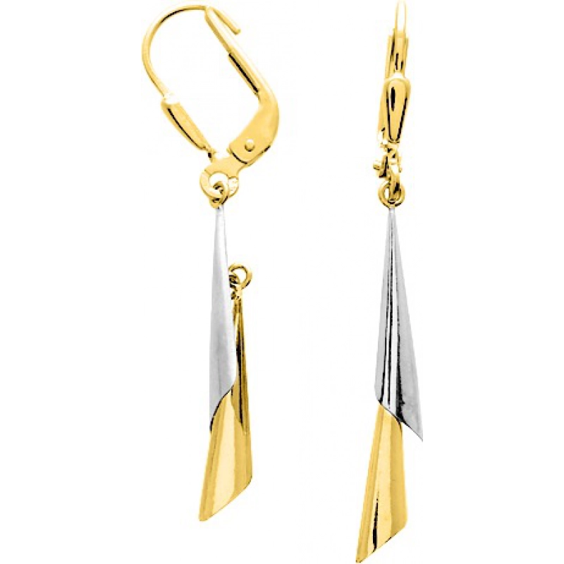 Pendientes par 18Kt bicolor 9525L Lua blanca