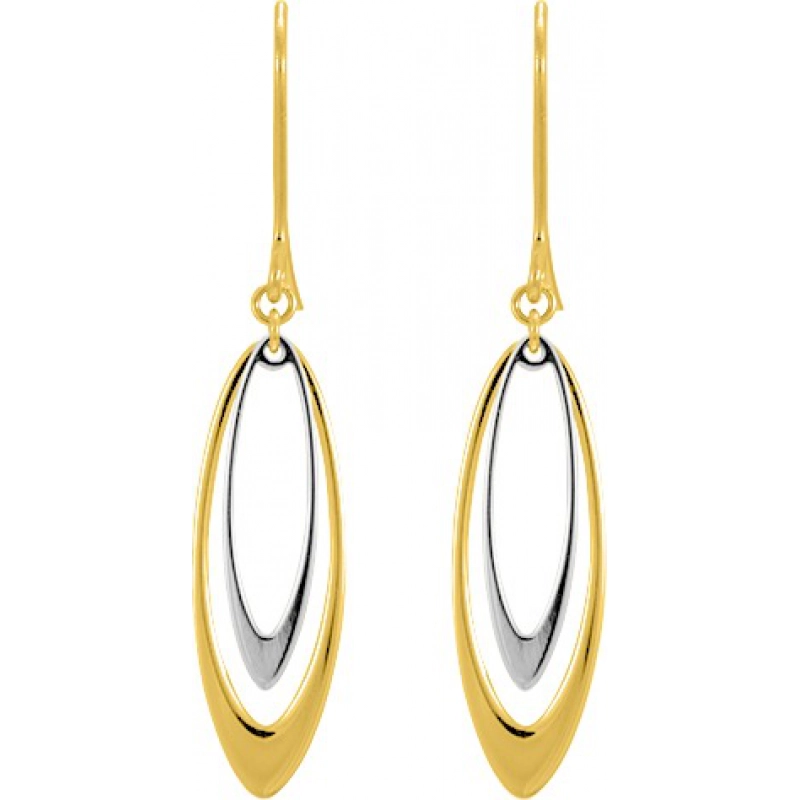 Pendientes par 18Kt bicolor 9655L Lua blanca