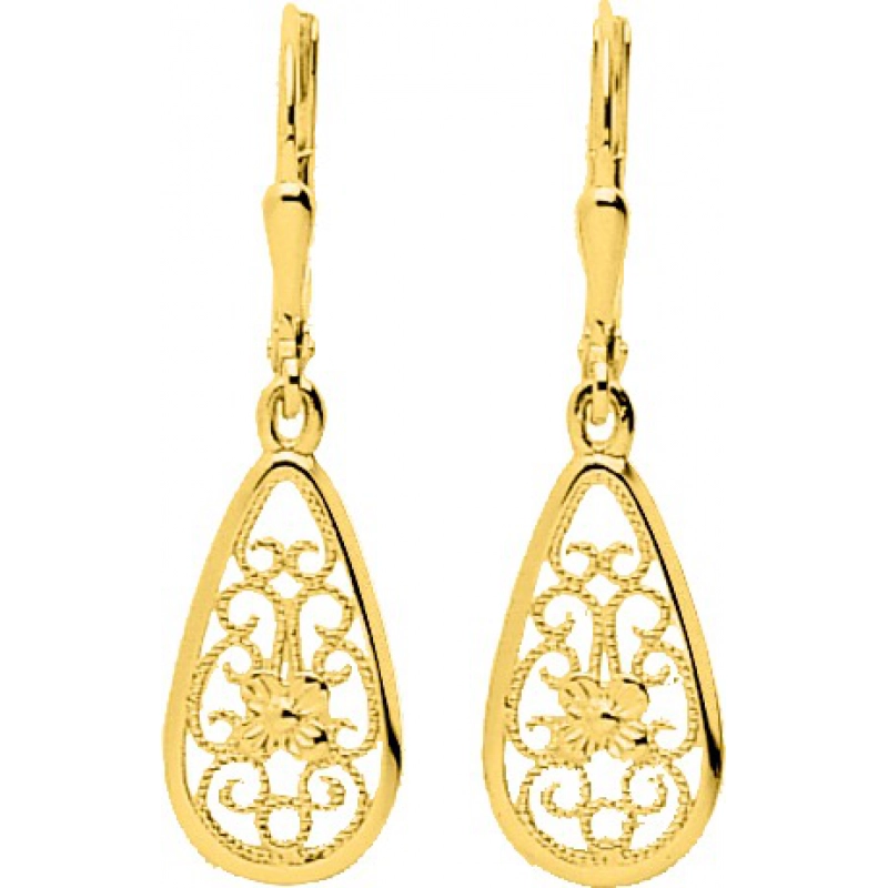 Pendientes par 18Kt Oro Amarillo 2494 Lua blanca