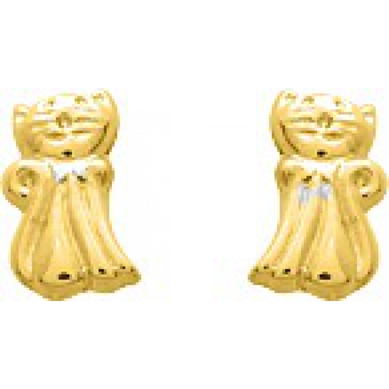 Pendientes par 18Kt Oro Amarillo 9531 Lua blanca