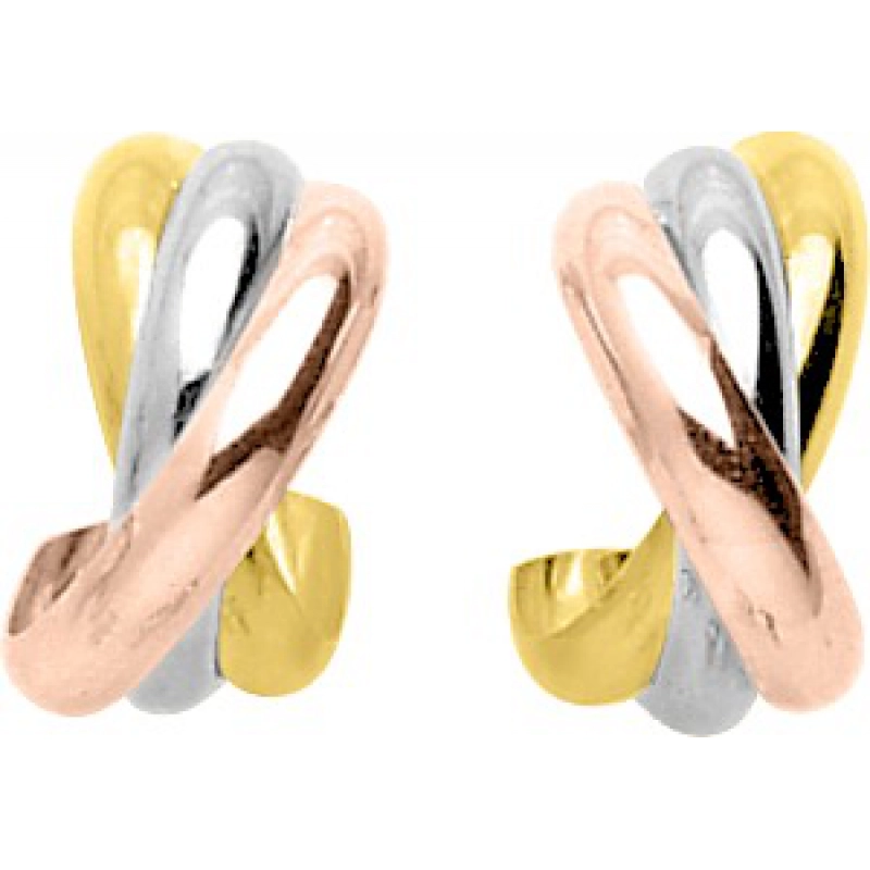 Pendientes par 18Kt tricolor 4739L Lua blanca