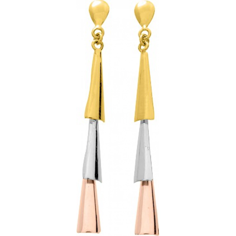 Pendientes par 18Kt tricolor 9557L Lua blanca