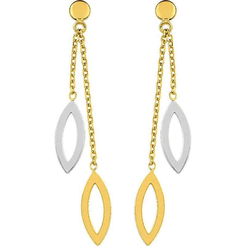 Pendientes par 9Kt bicolor 41DF14I Lua blanca