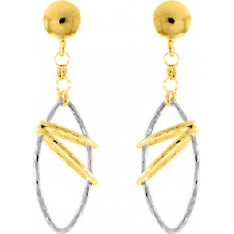 Pendientes par 9Kt bicolor Lua Blanca  0M6907N