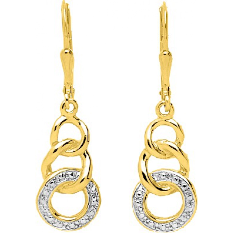 Pendientes par 9Kt Oro Amarillo rodiado 0M4226 Lua blanca