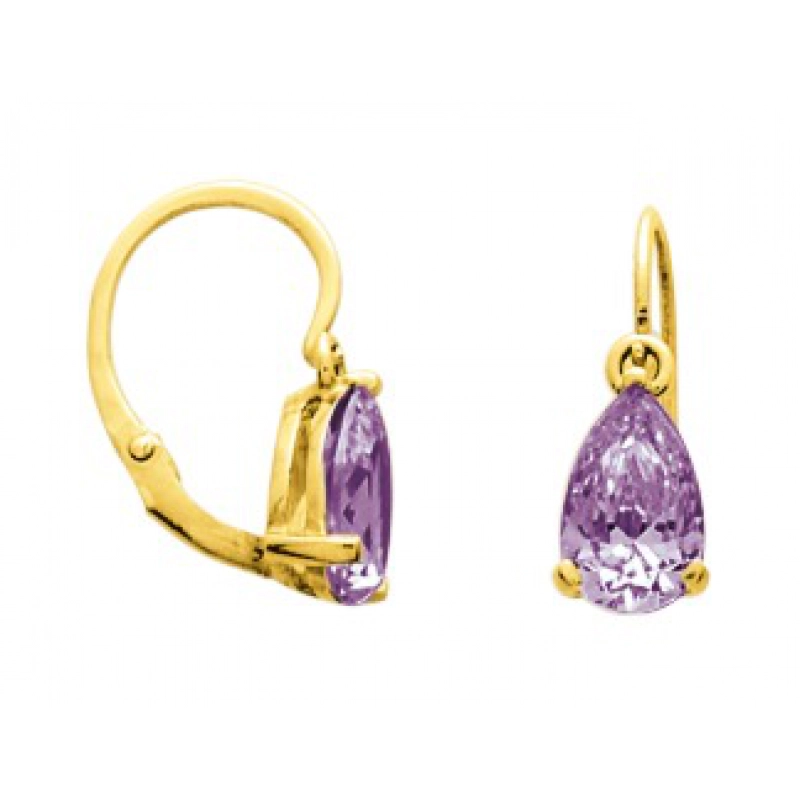 Pendientes par amatista 9Kt Oro Amarillo 316484.I9 Lua blanca