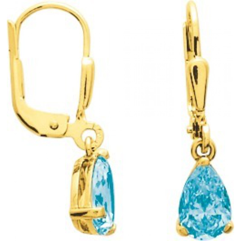 Pendientes par  Azul topacio 9Kt Oro Amarillo 316488.B9 Lua blanca