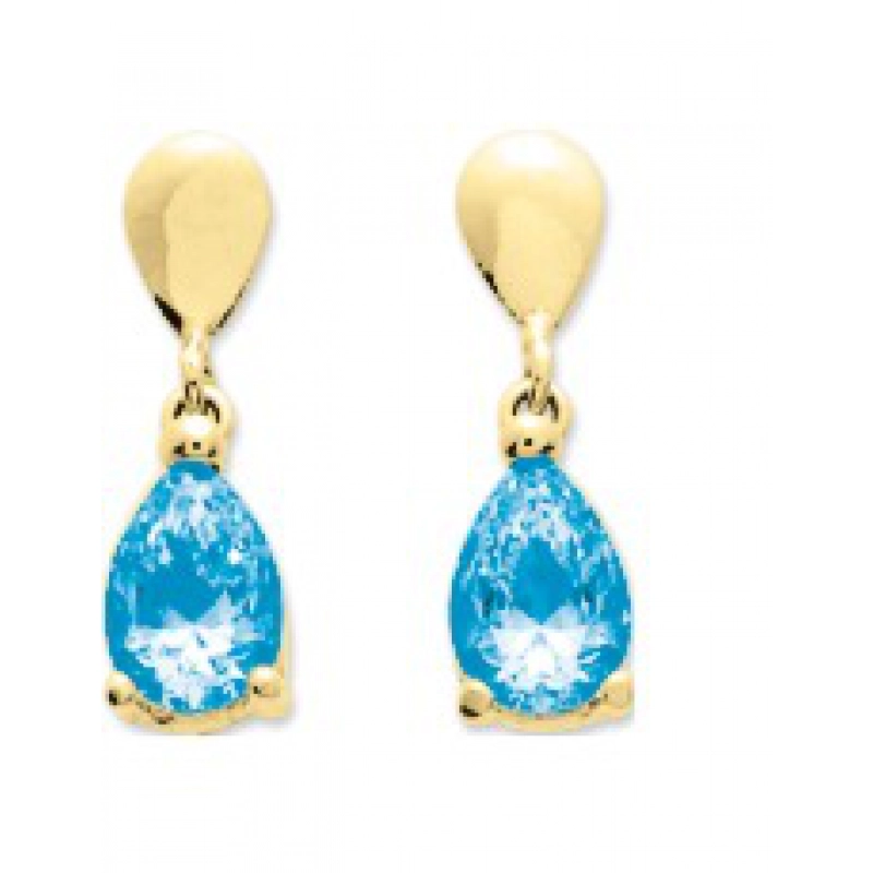 Pendientes par  Azul topacio 9Kt Oro Amarillo 316483.B9 Lua blanca