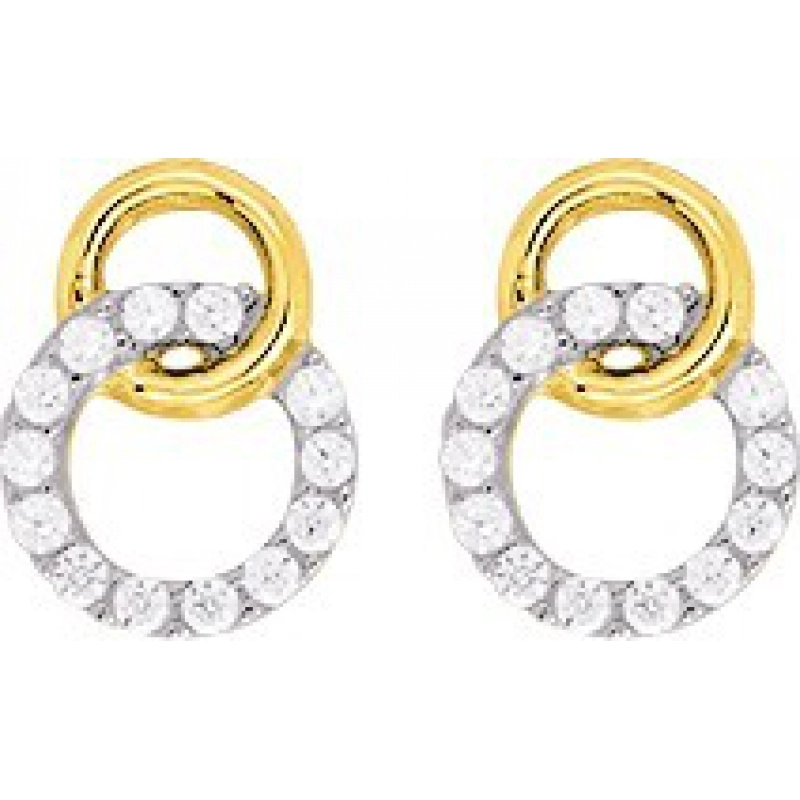 Pendientes par circonita cúbica 9Kt Oro Amarillo rodiado 316408.H2 Lua blanca