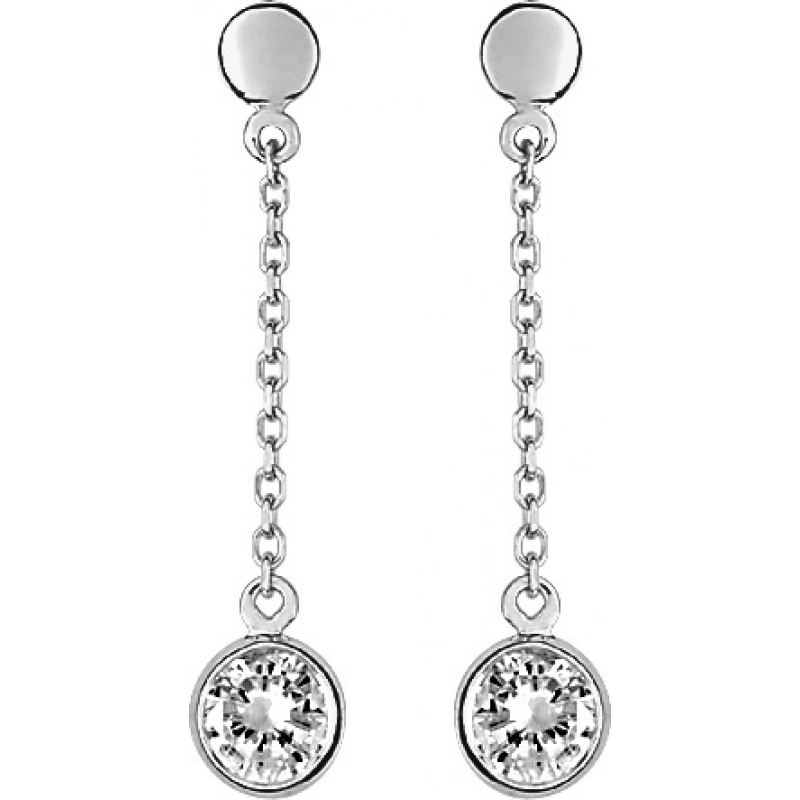 Pendientes par con circonita cúbica 9Kt Oro Blanco 41VF48NH Lua blanca