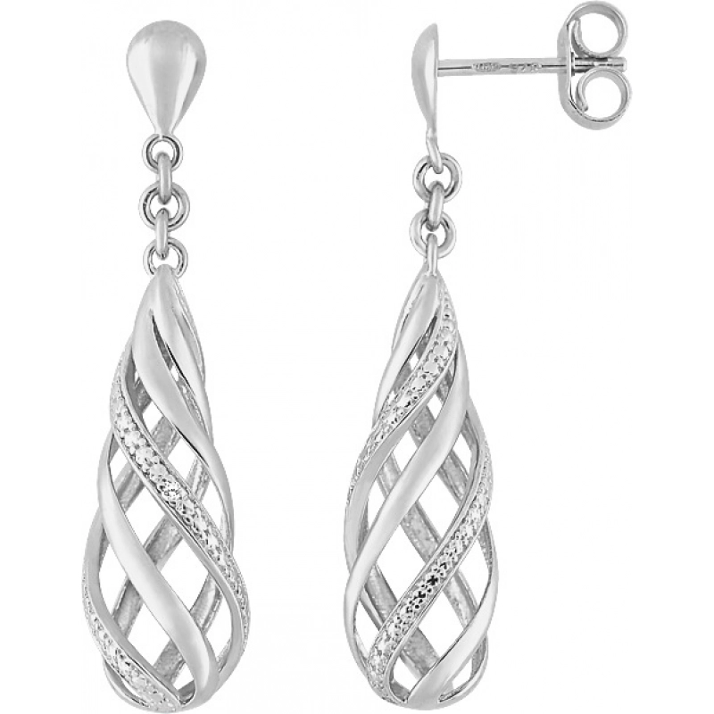 Pendientes par con diamante 0.006ct 9Kt Oro Blanco 4BD071NJ3 Lua blanca