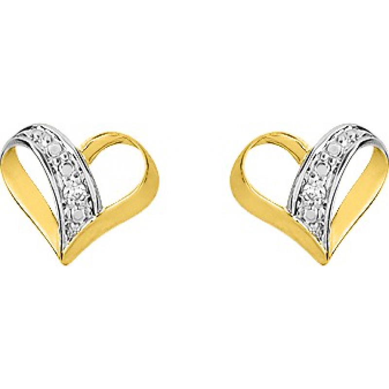 Pendientes par con diamante 0.008ct GHP1P2 9Kt bicolor Lua Blanca  3TM57HI3