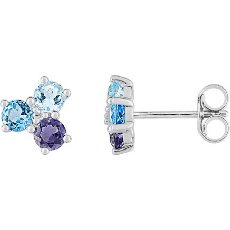 Pendientes par con diamante 0.008ct HSI y topacio Azul  9Kt Oro Blanco 3C849MCJ1 Lua blanca