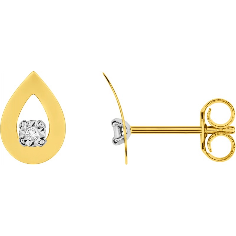 Pendientes par con diamante 0.012ct  GHP1P2 9Kt Oro Amarillo T35.77781 Lua blanca