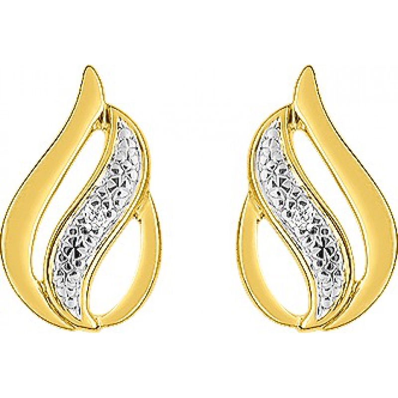 Pendientes par con diamante 0.01ct 9Kt bicolor 31CJ67IJ Lua blanca