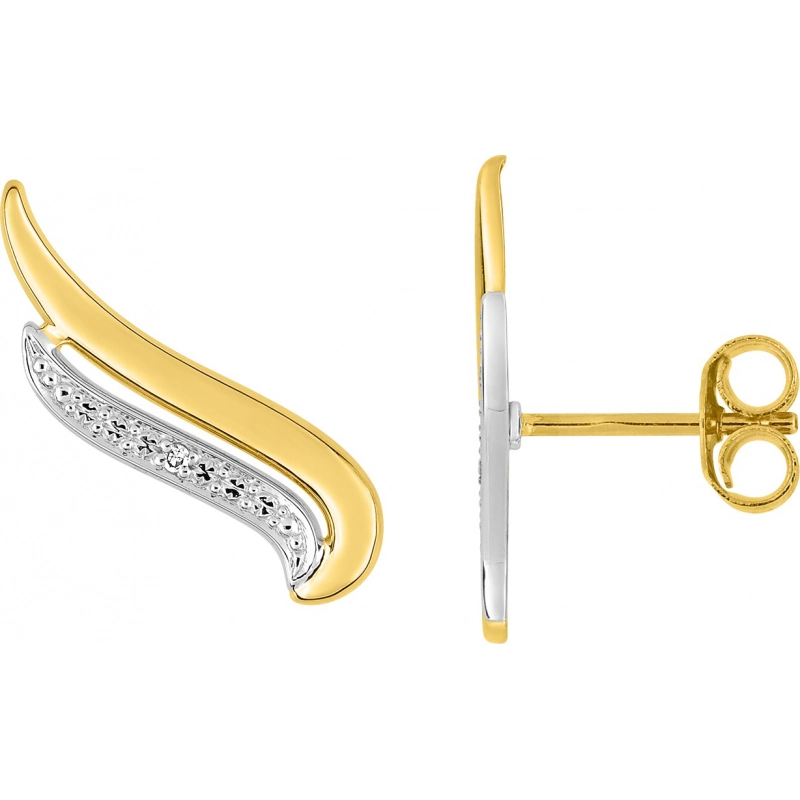 Pendientes par con diamante 0.01ct GHP2P3 rodiado 9Kt Oro Amarillo 310551.22