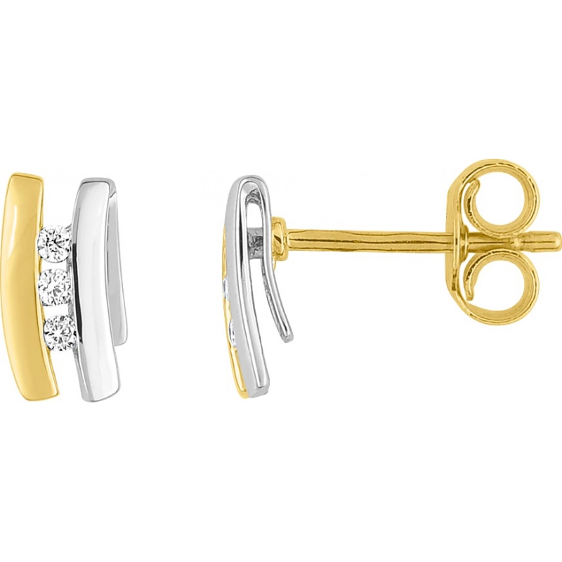 Pendientes par con diamante 0,03ct GHP2P3 rodiado 9Kt Oro Amarillo 0RG672IJ4