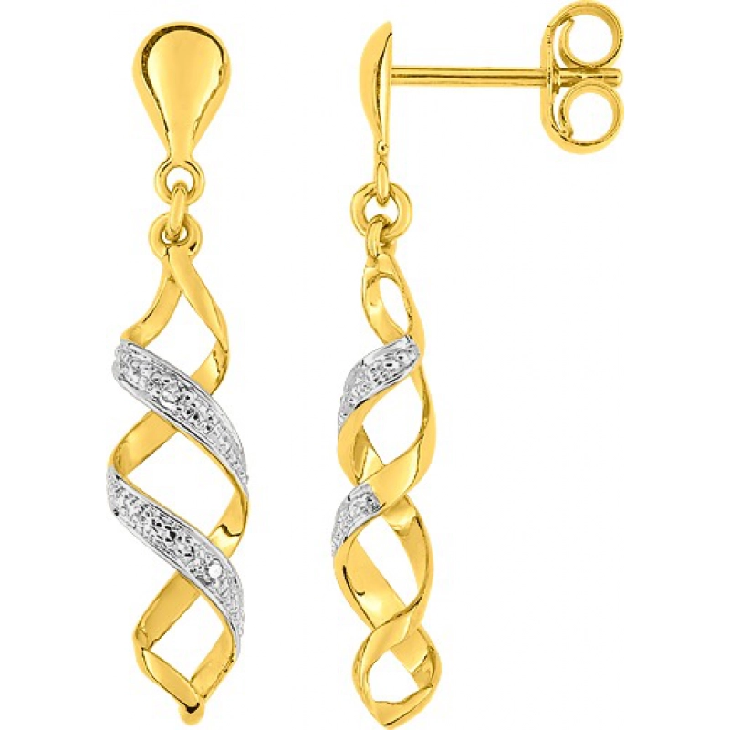 Pendientes par con diamante y rubí 9Kt bicolor 4BD075IJ3 Lua blanca