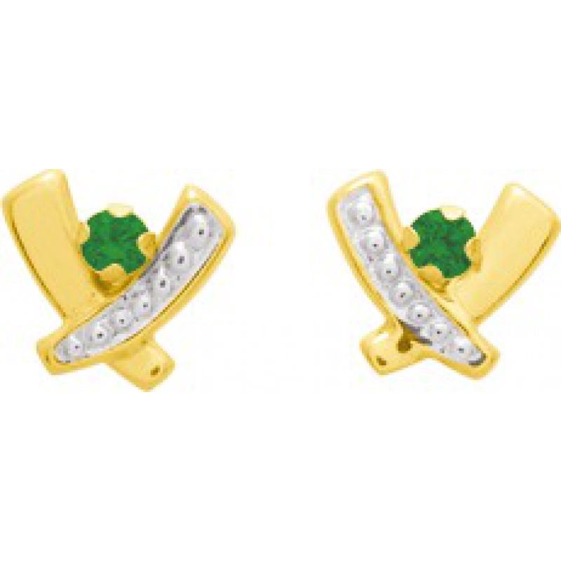 Pendientes par con esmeralda 9Kt Oro Amarillo 0M1714L Lua blanca