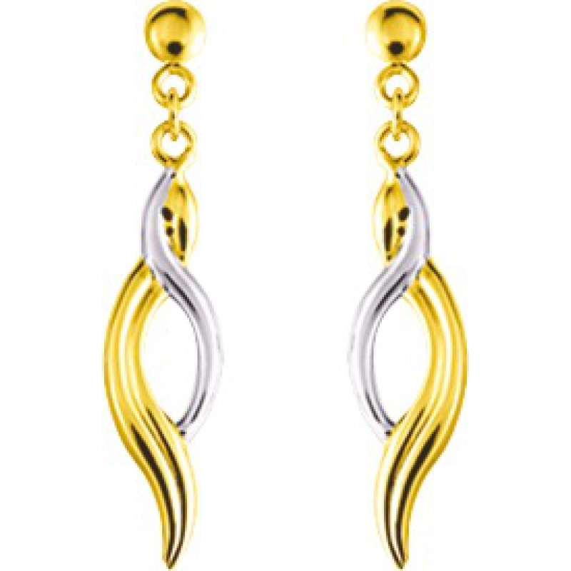 Pendientes par con rodiado 9Kt Oro Amarillo 0M1827N Lua blanca