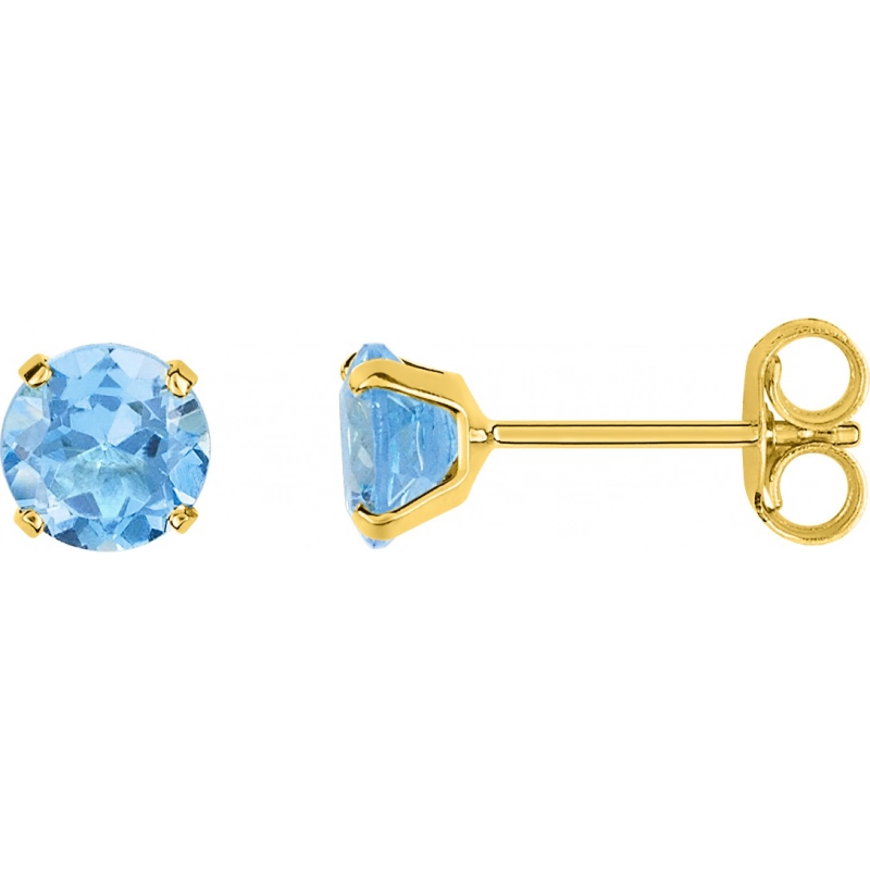 Pendientes par con  topacio azul  9Kt Oro Amarillo 31IK47QB Lua blanca