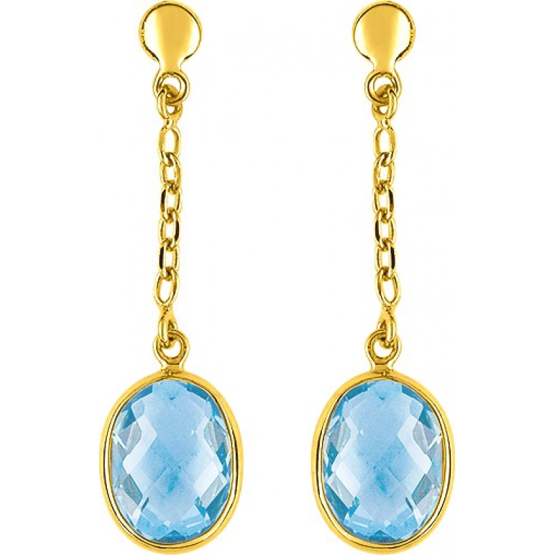 Pendientes par con topacio Azul  9Kt Oro Amarillo 41IQ49QB Lua blanca