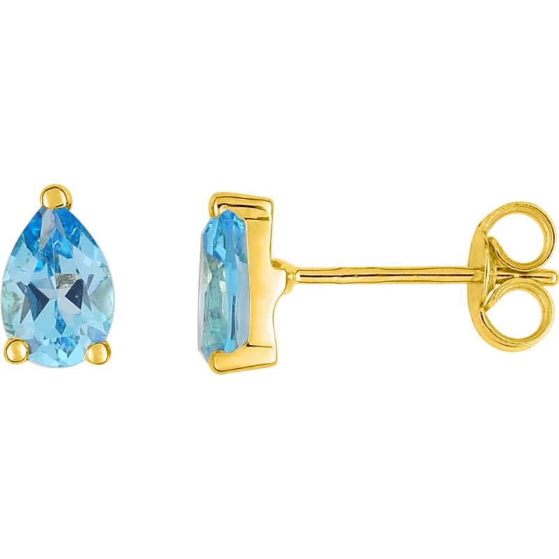 Pendientes par con topacio Azul  y circonita cúbica 9Kt Oro Amarillo 0M1540.0C Lua blanca