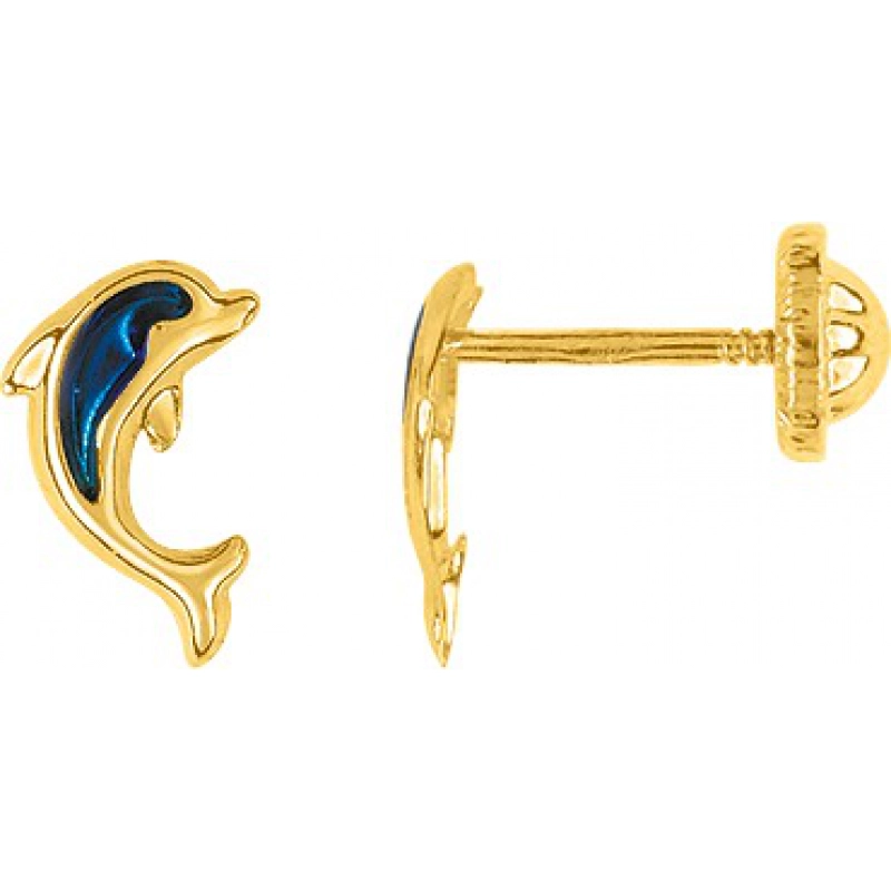 Pendientes par lacado 18Kt Oro Amarillo CM563PS Lua blanca