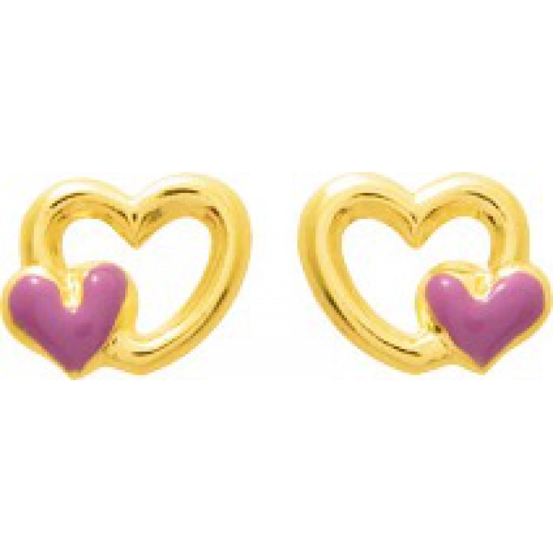 Pendientes par lacado tornillo pack 18Kt Oro Amarillo 9254A Lua blanca