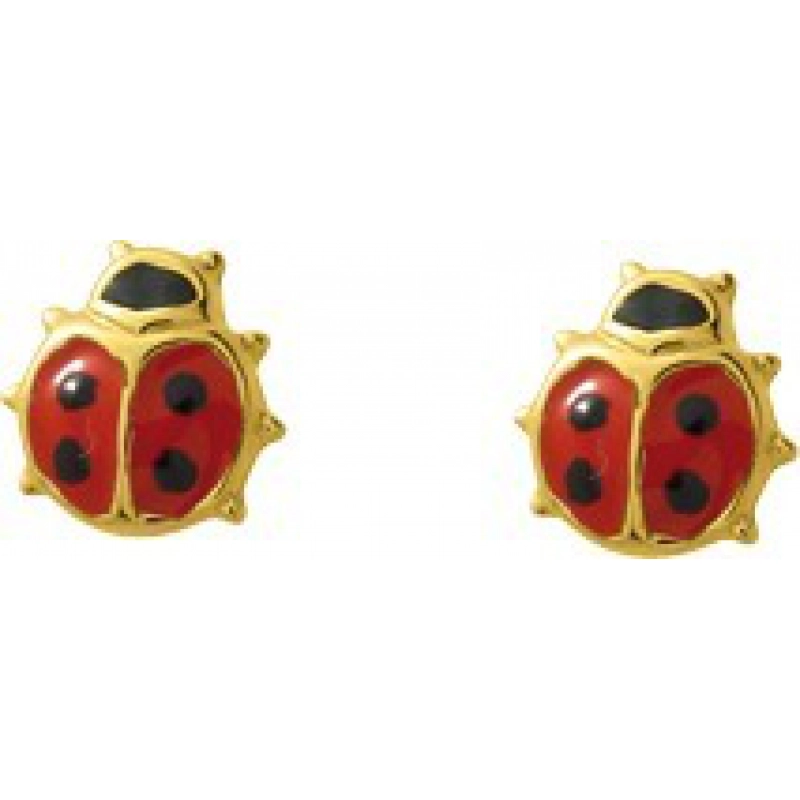 Pendientes par mariquita esmaltada 9Kt Oro Amarillo 773446 Lua blanca