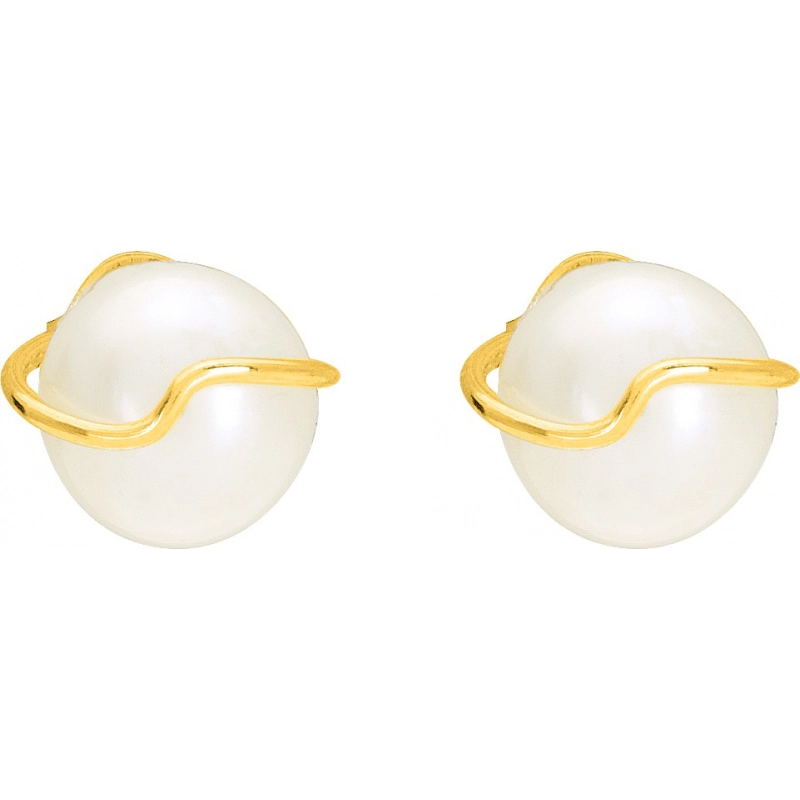 Pendientes par perla cultivada 9Kt Oro Amarillo 0M1961W Lua blanca