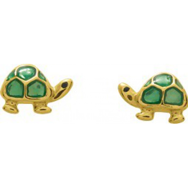 Pendientes par tortuga esmaltada 9Kt Oro Amarillo 773433 Lua blanca