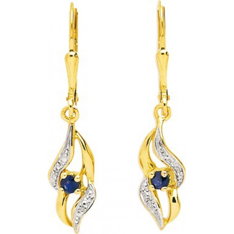 Pendientes par zafiro 9Kt Oro Amarillo 316481.A2 Lua blanca