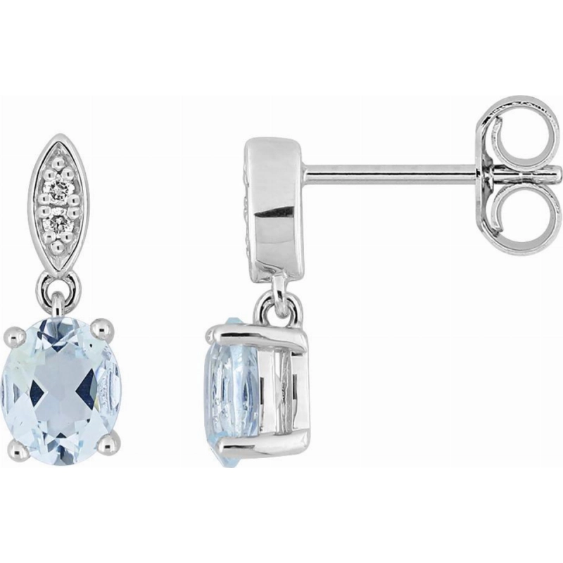 Pendientes pdt aigue-marine diamante 0.02ct GH-P2 oro blanco 9kt Lua Blanca 310729.U0.0