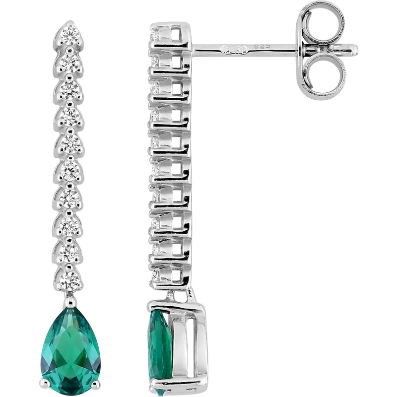 Pendientes pdt circonitas verdes y blancas Plata 925 rh Lua Blanca 458488.2.0