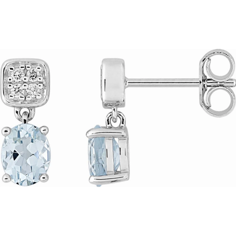 Pendientes pend aigue-marine diamante 0.05ct GH-P2 oro blanco 9kt Lua Blanca 310721.U0.0