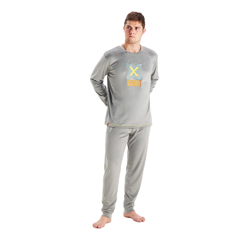 Pijama manga larga cuello redondo terciopelo Munich MU3 hombre Talla: L Color: Gris