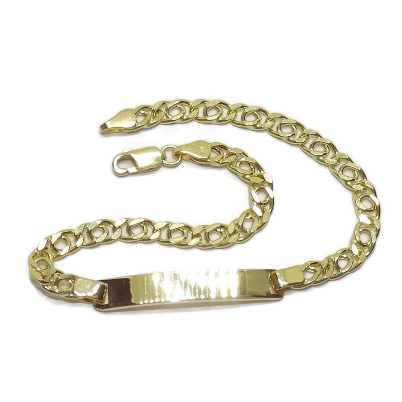 Pulsera para niño de Oro Amarillo de 18k con Placa 100% Personalizable, Never say never