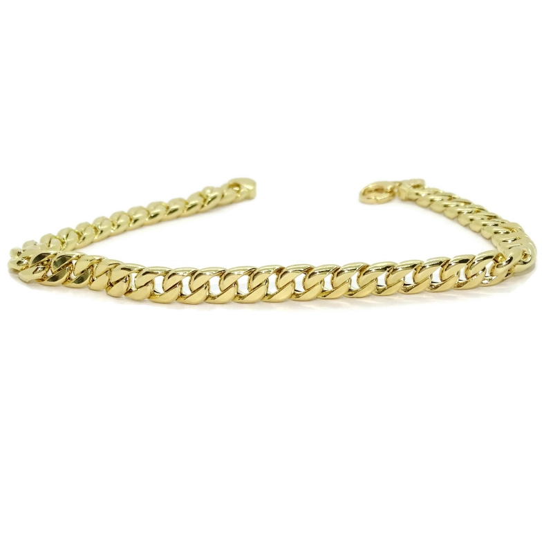 Pulsera para Hombre de Oro Amarillo de 18k barbada hueca de 6mm de ancha 21.00cm de Larga Never say never