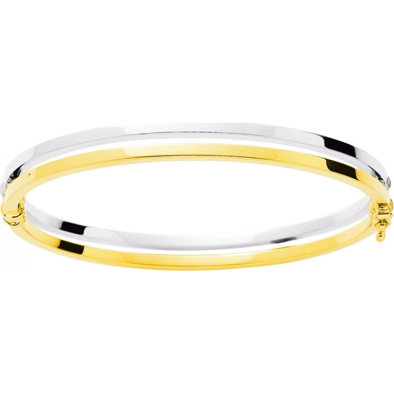 Pulsera retorcida cuadrado cable 18Kt bicolor Lua Blanca  455.6M