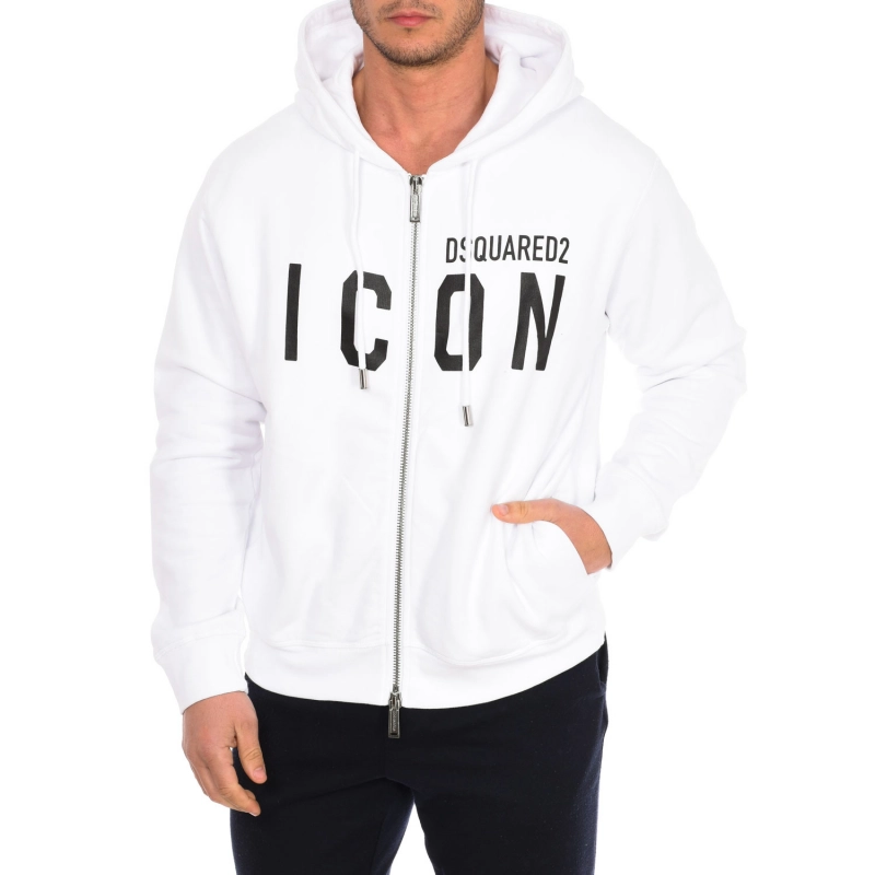 Sudadera con cremallera y capucha Dsquared2 S79HG0002-S25042 hombre Talla: L Color: Blanco 