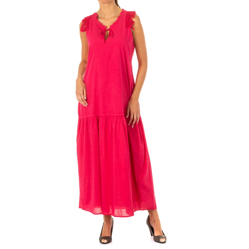 Vestido sin mangas y cuello cerrado La Martina LWD007 mujer Talla: M Color: Rosa