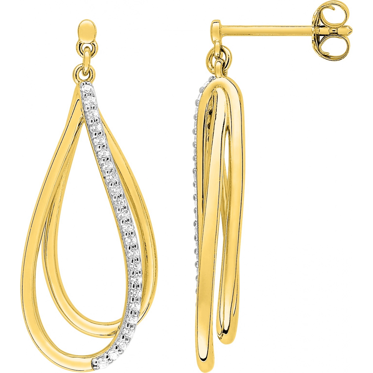 Earrings pair w. cz and rh gold plated Brass  Lua Blanca  BSWA133Z.0