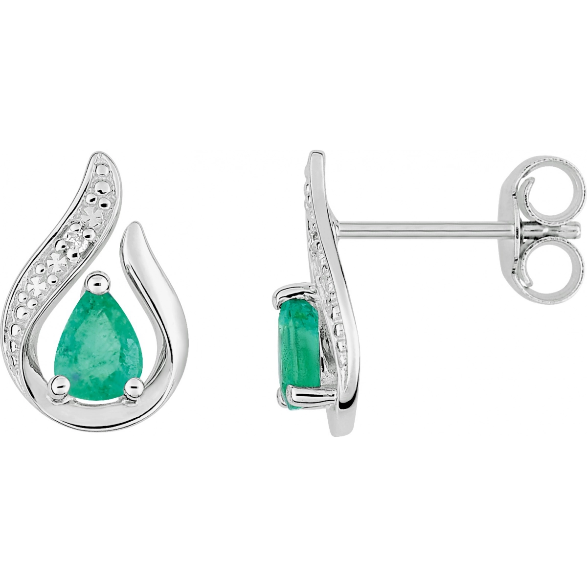 Earrings pair w. diam 0.008ct and emerald 18K WG  Lua Blanca  MZ220GEB4.0
