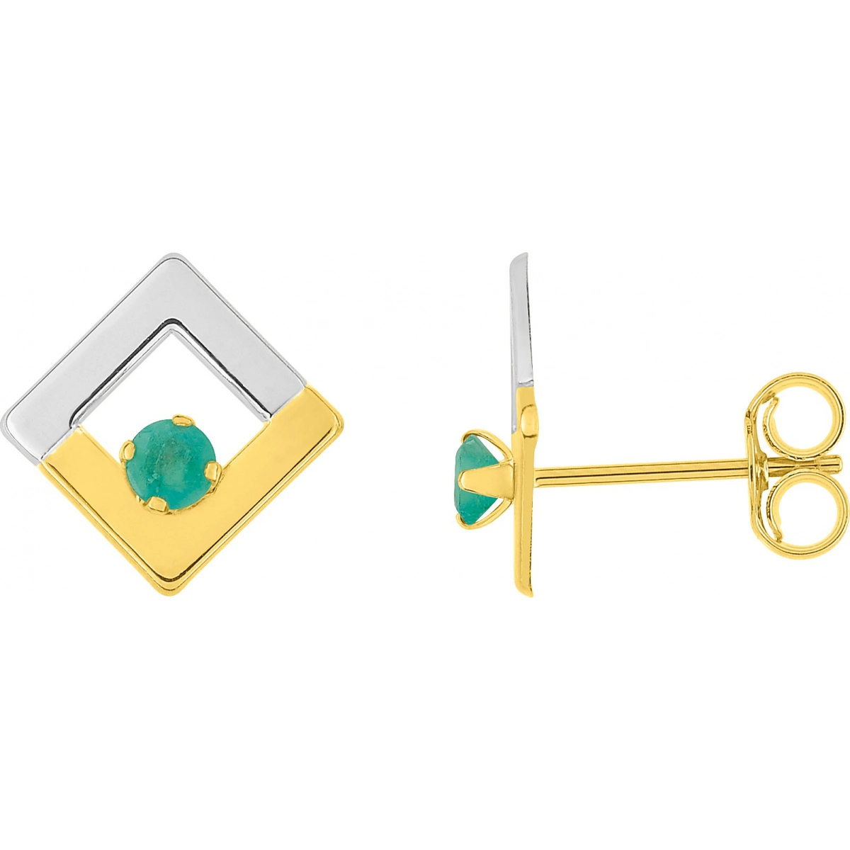 Earrings pair w. emerald 9K 2TG  Lua Blanca  29SA731BE.0