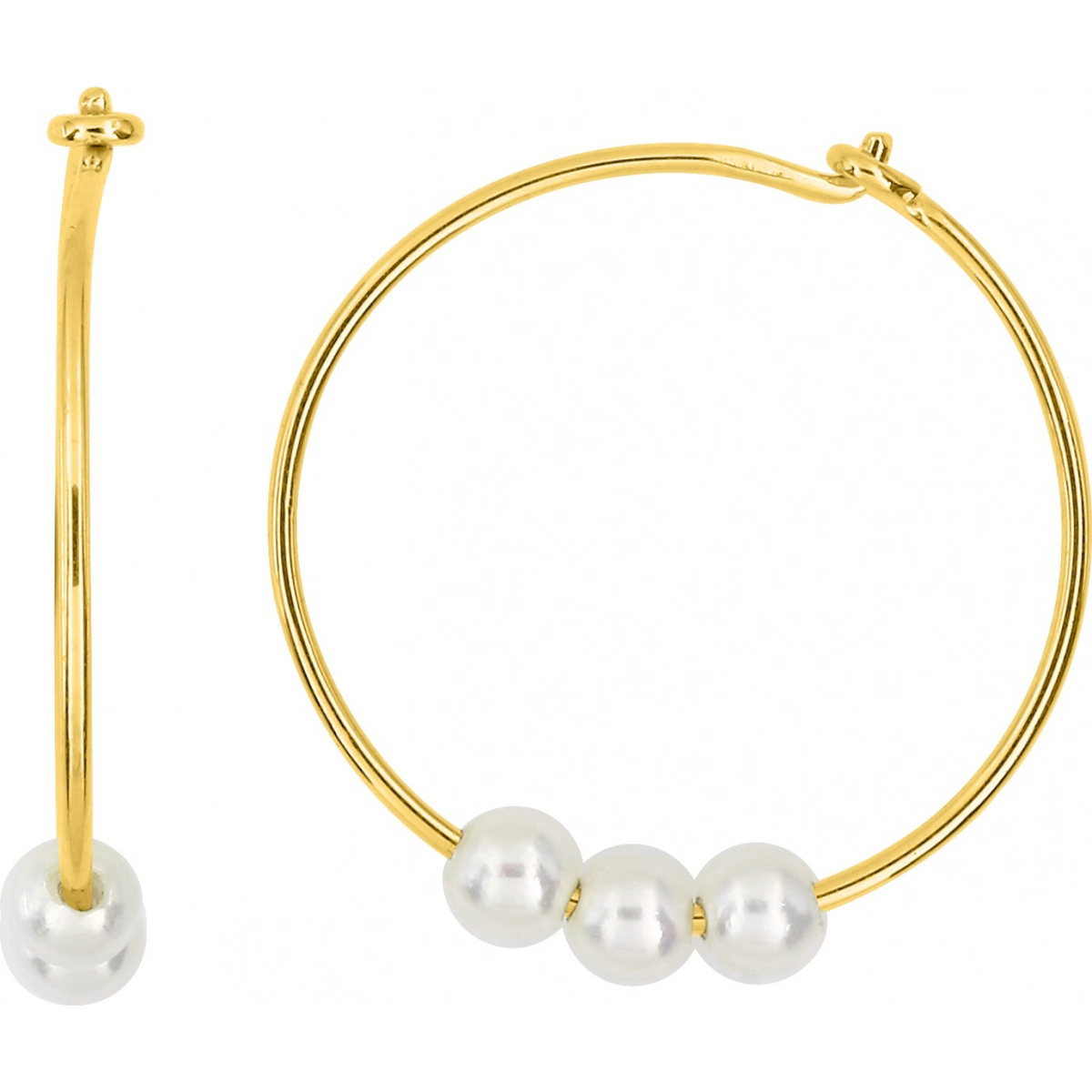 Earrings pair w. imitation pearl gold plated Brass Lua Blanca  258332 